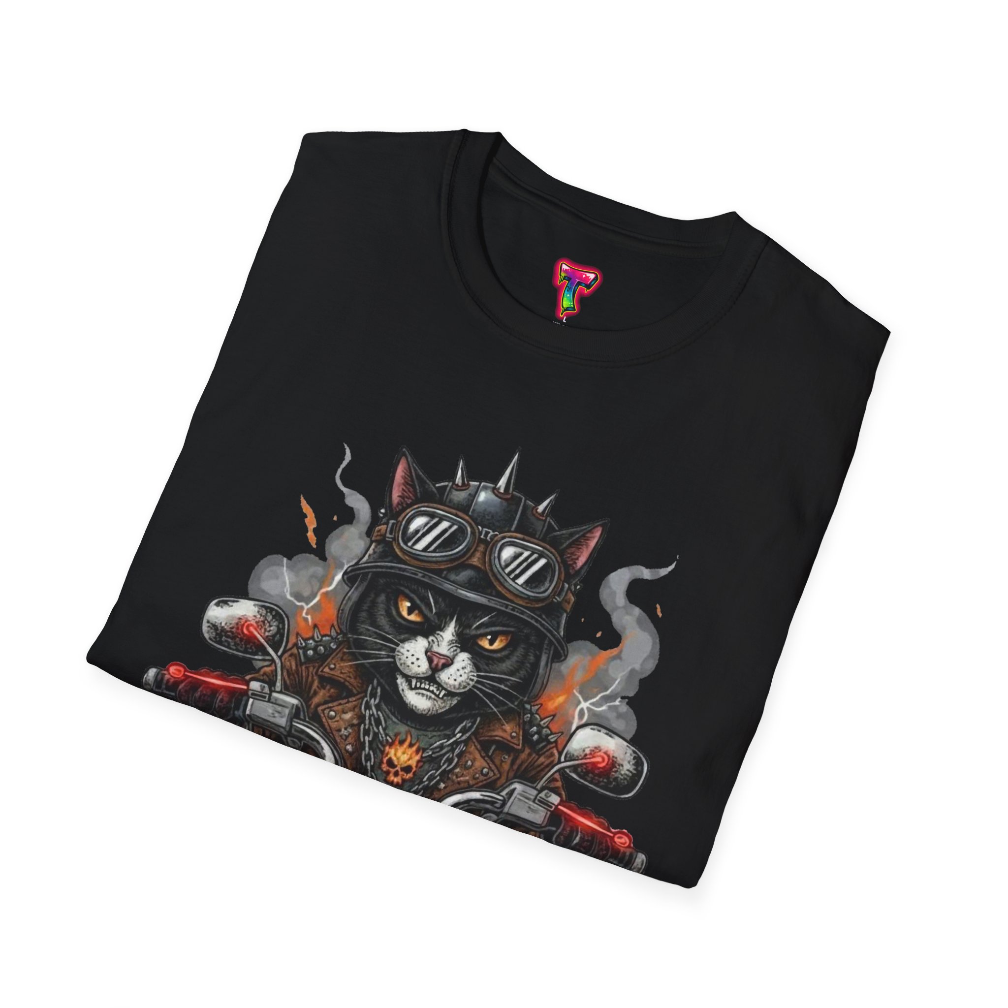 Biker Cat Motorcycle Graphic T-Shirt - Ảnh 4