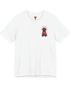 Cute Red Sweater Pug with Hearts Chest Print