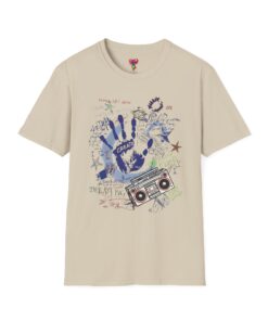 Retro Tape & Handprint Graphic T-Shirt