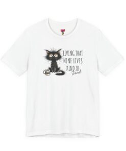 "Living That Nine Lives Kind Of..." Cute Grumpy Cat Graphic T-Shirt