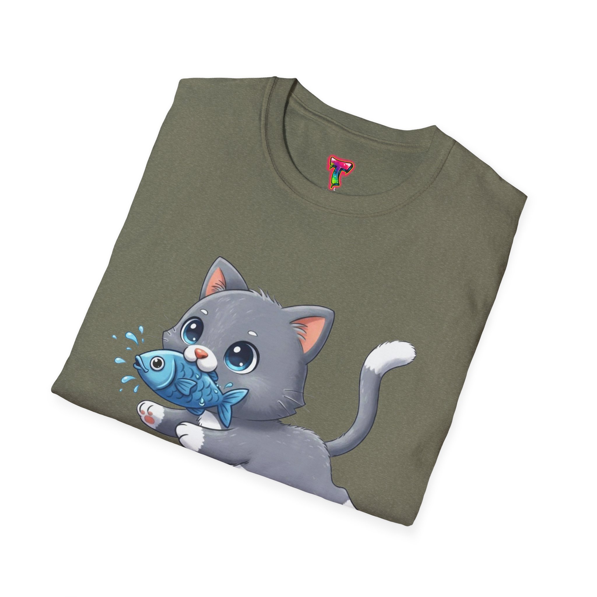 Kitten Playing with Fish T-Shirt - Ảnh 24
