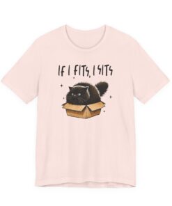 "If I Fits, I Sits" Cute Black Kitten T‑Shirt