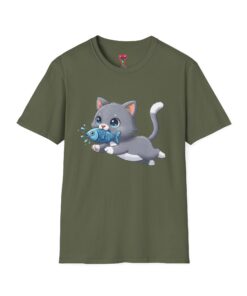 Kitten Playing with Fish T-Shirt