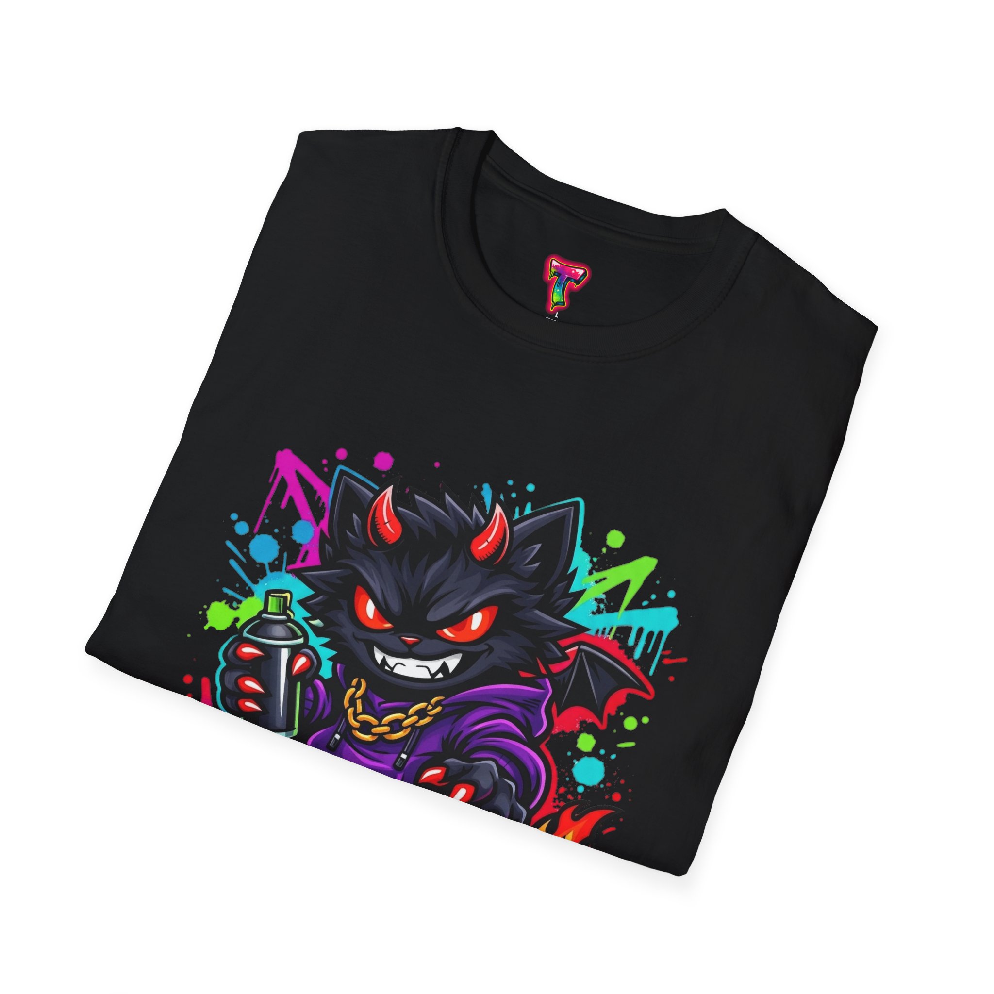 Graffiti Demon Cat T-Shirt - Ảnh 12
