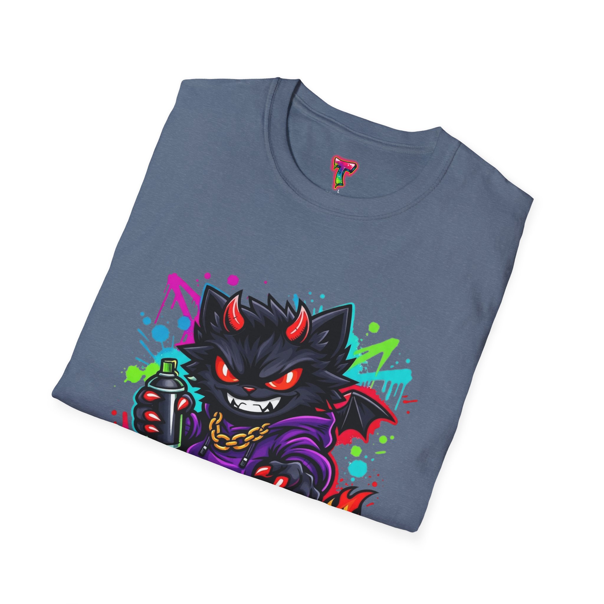 Graffiti Demon Cat T-Shirt - Ảnh 4