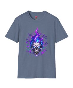 Neon Purple Blue Ghost Skull T-Shirt
