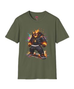 Flaming Punk Bear Graphic T-Shirt