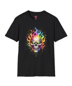 Rainbow Flame Skull Graphic Tee
